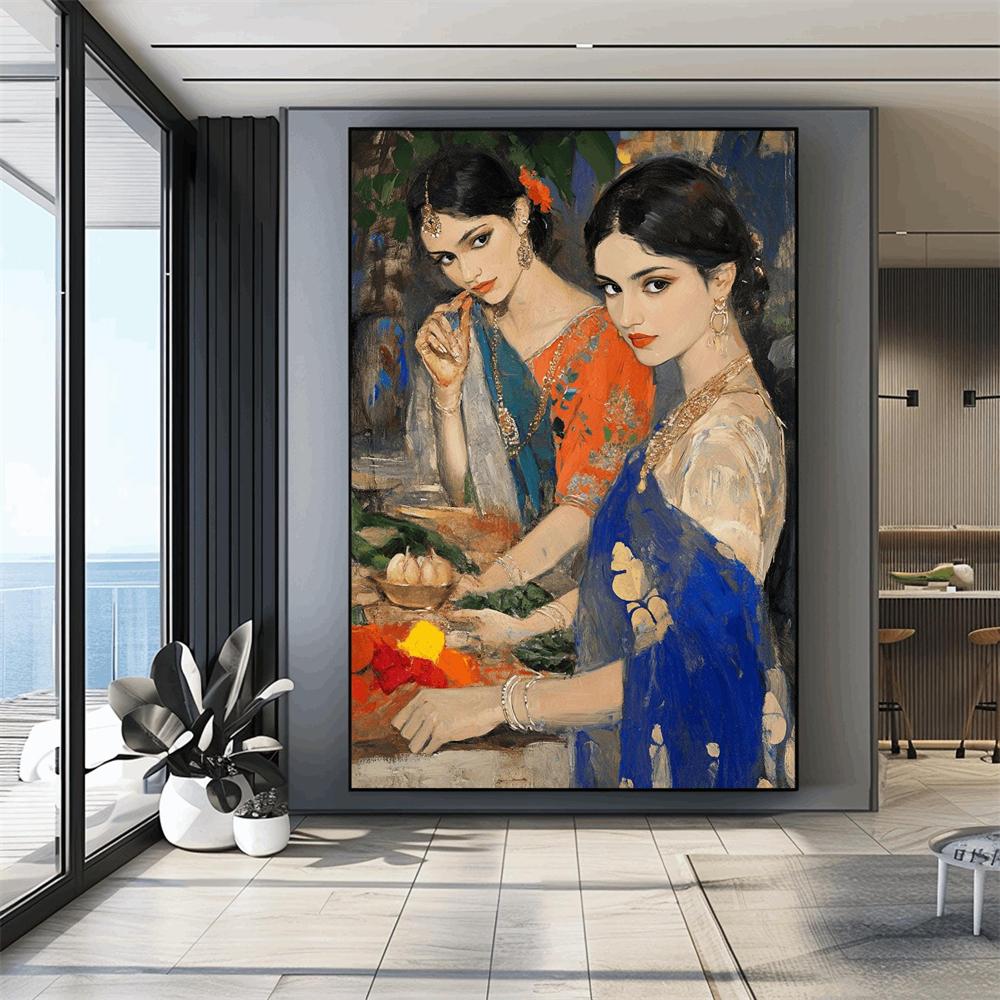 Arab Woman Portrait Poster Elegant Middle Eastern Female Wall Art Prints Ethnic Canvas Poster Oriental Beauty Line Art Prints