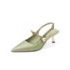Fashion 2024 Shoes Female Slingbacks Women's High Heels Fashion Dress Pumps Women Pearl Print Pointed Toe Buckle Strap Thin Heels Sandal