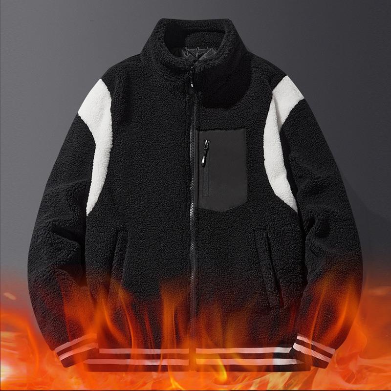 Lamb wool coat winter new men's lamb wool stand-up collar thickened coat