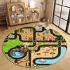 Children's Round Living Room Carpet Short Velvet Fluffy Soft Bedroom Decoration Rug Cartoon Traffic Road Play Floor Mat Antiskid
