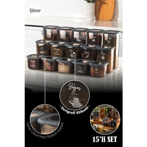 

Набор контейнеров для хранения Square Supply, антрацитовый, 15 шт.