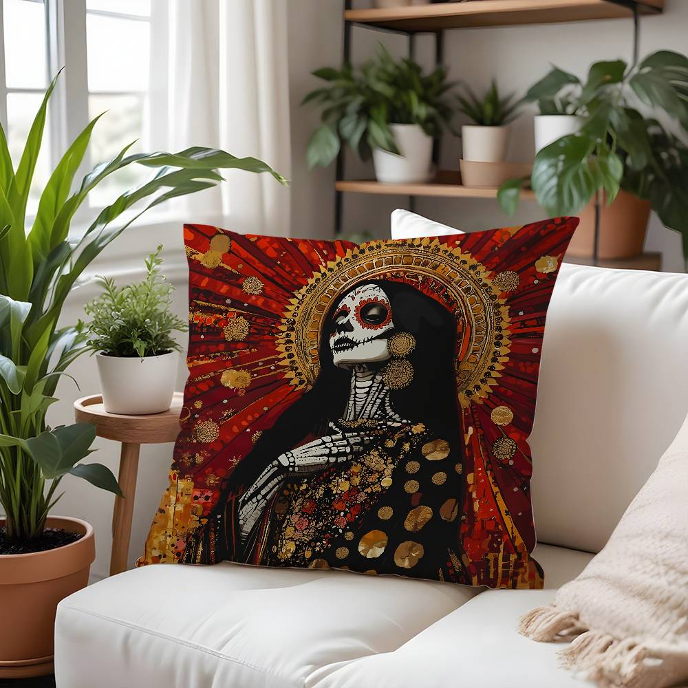 Day Of The Dead Pillow Case Plush Fabric Soft Pillowcase Double Sided Print Cushion Cover Household Gifts