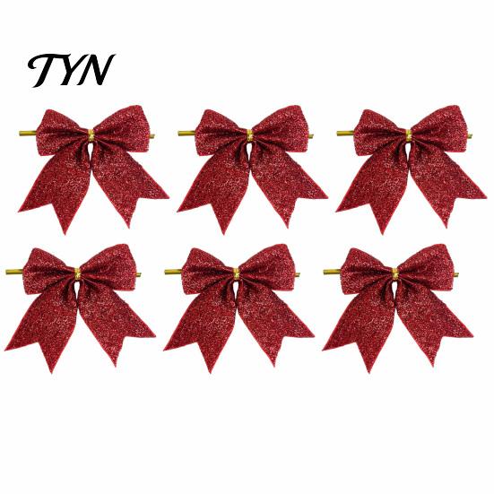 Luxury Style Christmas Tree Toppers Glitter Bow, Gold Sparkling Ribbon Hanging Ornament for Versatile Fabric Bows Parties Wreath Gift Box,