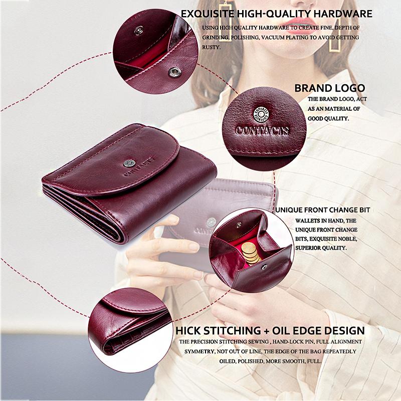 CONTACT'S Hakiki Deri Kadın Cüzdan Mini bozuk para cüzdanı Kadın Portfel Kart Sahibinin Kadın Cüzdanları