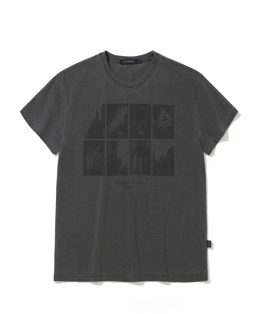 NOT4NERD Cathedral Afterimage Pigment Regular Fit T-Shirts - Charcoal