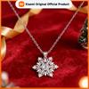 Huitan Aesthetic Engraved Snowflake Pendant Necklace for Women Elegant Party Inlaid Shiny CZ Jewelry Festival Xmas Accessories