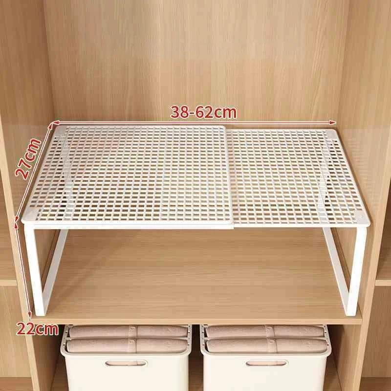 Telescopic Closet Shelf Organizer  Retractable & Stackable Adjustable Divider for Wardrobe, Cabinet, Closet Storage Space Saver