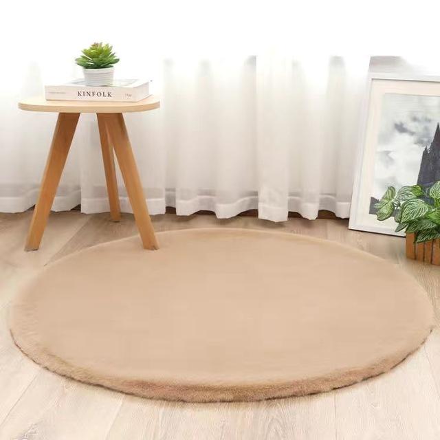 Tappeto rotondo per bambini Tappeto peloso per ragazza Tappetini antiscivolo Pelliccia di coniglio artificiale bianca Soggiorno Camera da letto Tappeti decorativi per la casa 