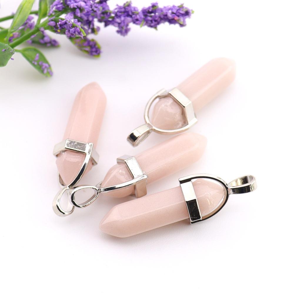 

Crystal Hexagonal Column Pendant Popular Hexagonal Prism Bullet Luminous Stone Necklace Pendant N759