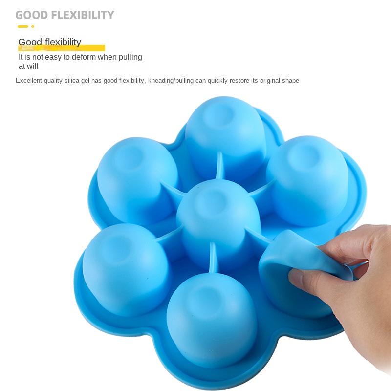 130g Silicone Supplementary Food Box 7-hole with Lid Children's Snack Fresh-keeping Box Ice Grid Air Fryer Egg Steamer