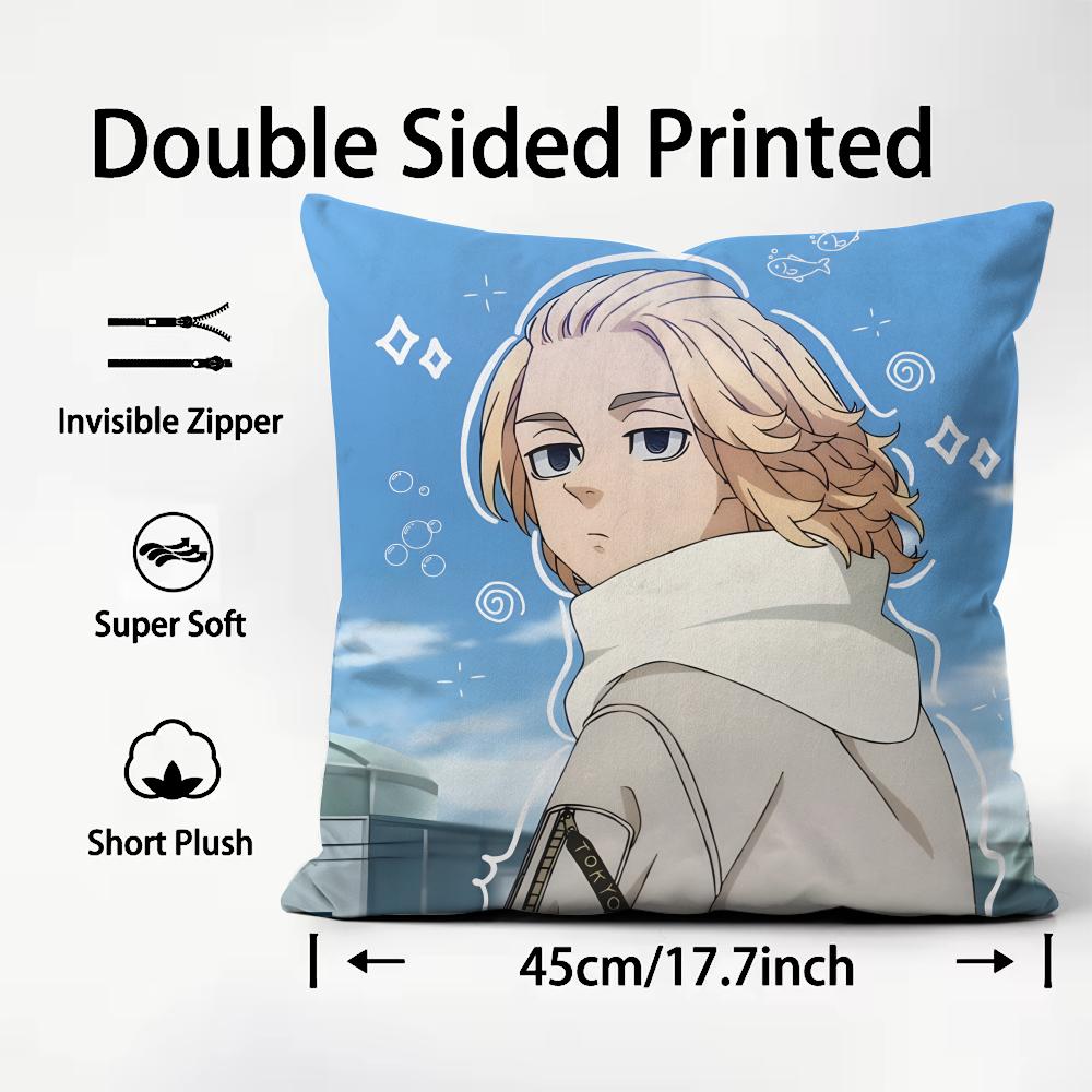 Popular Anime Tokyo Revengers Cushion Cover Soft & Easy-Wash Pillow Case – Versatile For Couch, Bed, Travel And Office