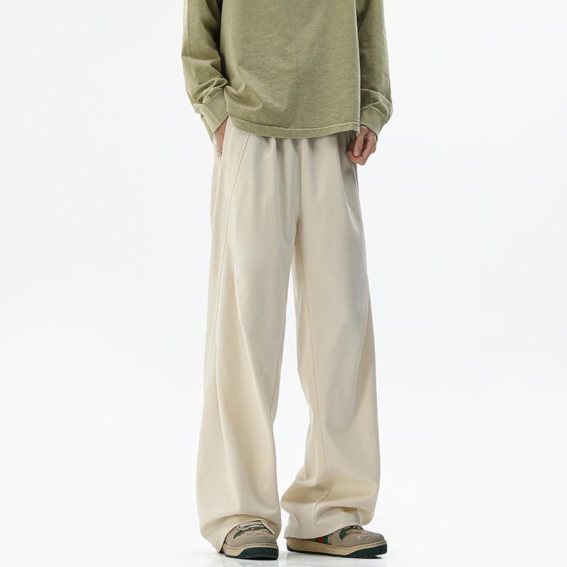 Unisex Dark Grey Paratrooper Pants - Spring/Autumn Loose Fit, Pleated, Wide-Leg Trend
