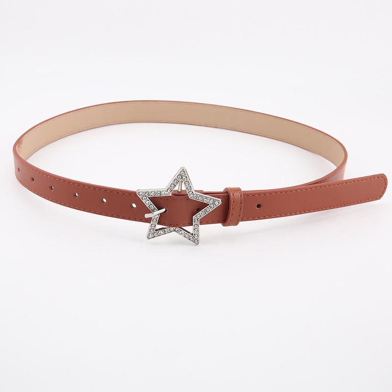 Women's Black Star Rhinestone Decorated Belt Summer Ins Fashion Casual Waistband