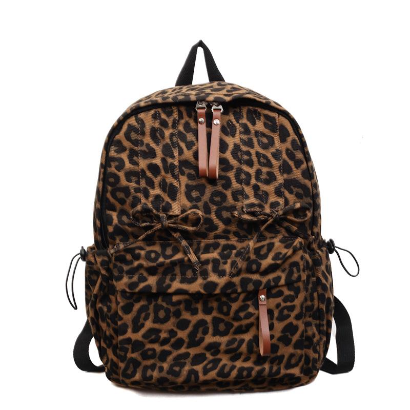 Schoolbag new large-capacity backpack leopard print computer backpack college student high school men's and women's schoolbags Korean version