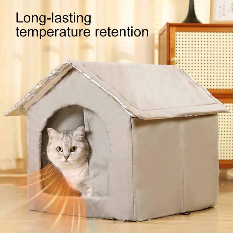 1Pc Aluminum Film Dog Oxford Cloth Warm Pet Air-conditioned House Convenient Cat Summer/Winnter Closed Pet Nest Large Space