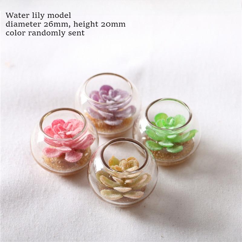 1pcs Miniature 1:12 Dollhouse Potted Glass Vase Lifelike Succulent Mode Decoration Desktop Ornaments Dolls House Accessories