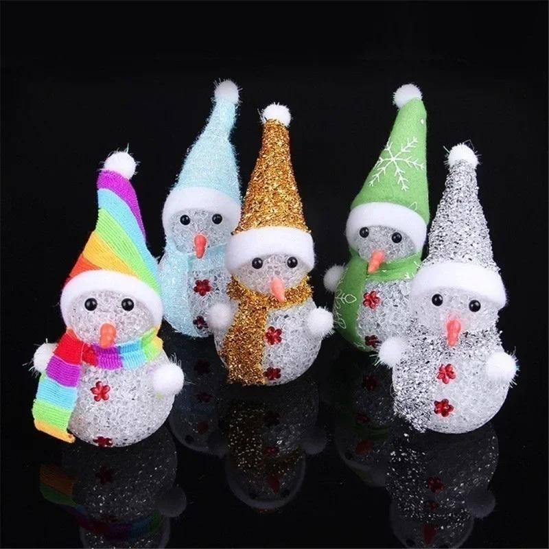 Xmas Creative Women Gifts LED Light Snowman Santa Claus Ornament Christmas Tree Light Hanging Home Party Decor Supplies