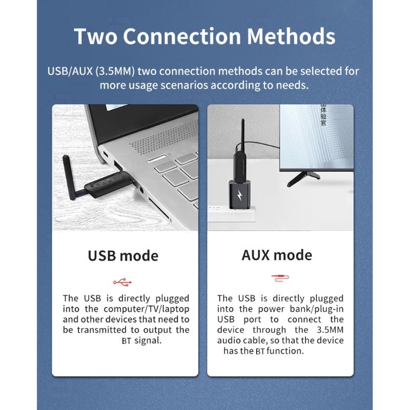 BT5.3 USB Wireless  Transmitter  Transmitter APTX/APTX-LL/APTX-HD/APTX Adaptive For Computer TV Car Speaker