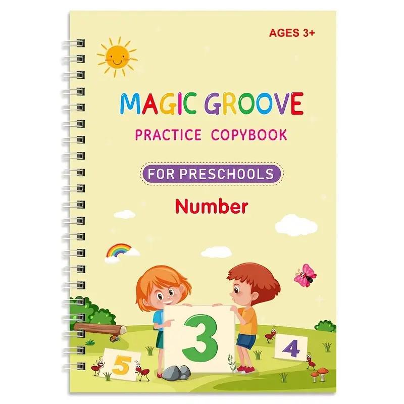 Children's Calligraphy Practice Book: English, Pinyin, and Number Groove Pen Control Training