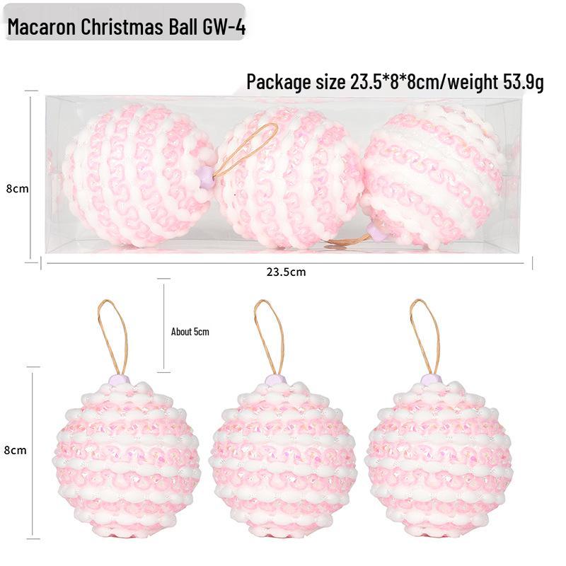 Macaron Color Foam Christmas Tree Decoration Ball, 8cm Creative Ornament for Holiday Pendant Accessories