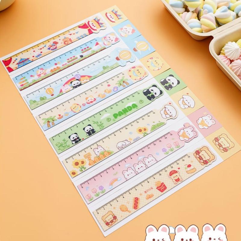 8Pcs Cartoon Magnetic Ruler Set Bendable Drawing Ruler Measuring Tool For Kid Student Art Craft Project Scrapbooking