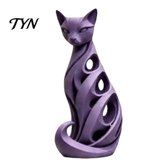 Detailed Resin Sculptures Spiral Cat Sculpture Ornament, Creative Twisted Statue, Artistic Home Tabletop Decor Desktop for Living Room Bedroom Office