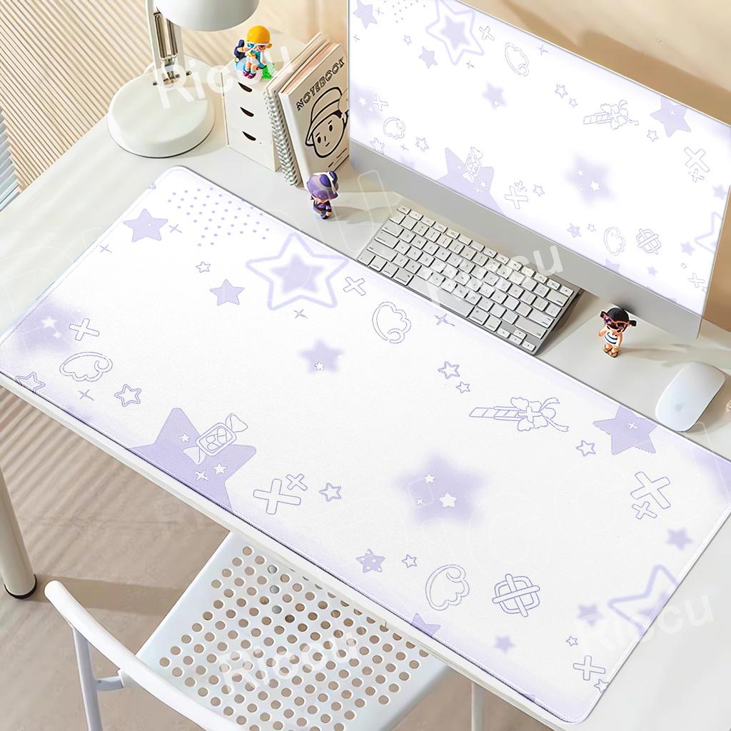 Korean Ins Minimalist Black White XXL Desk Mat Office Aesthetic Star Mouse Pad Keyboard Computer Decort Mousepad Pc Accessories