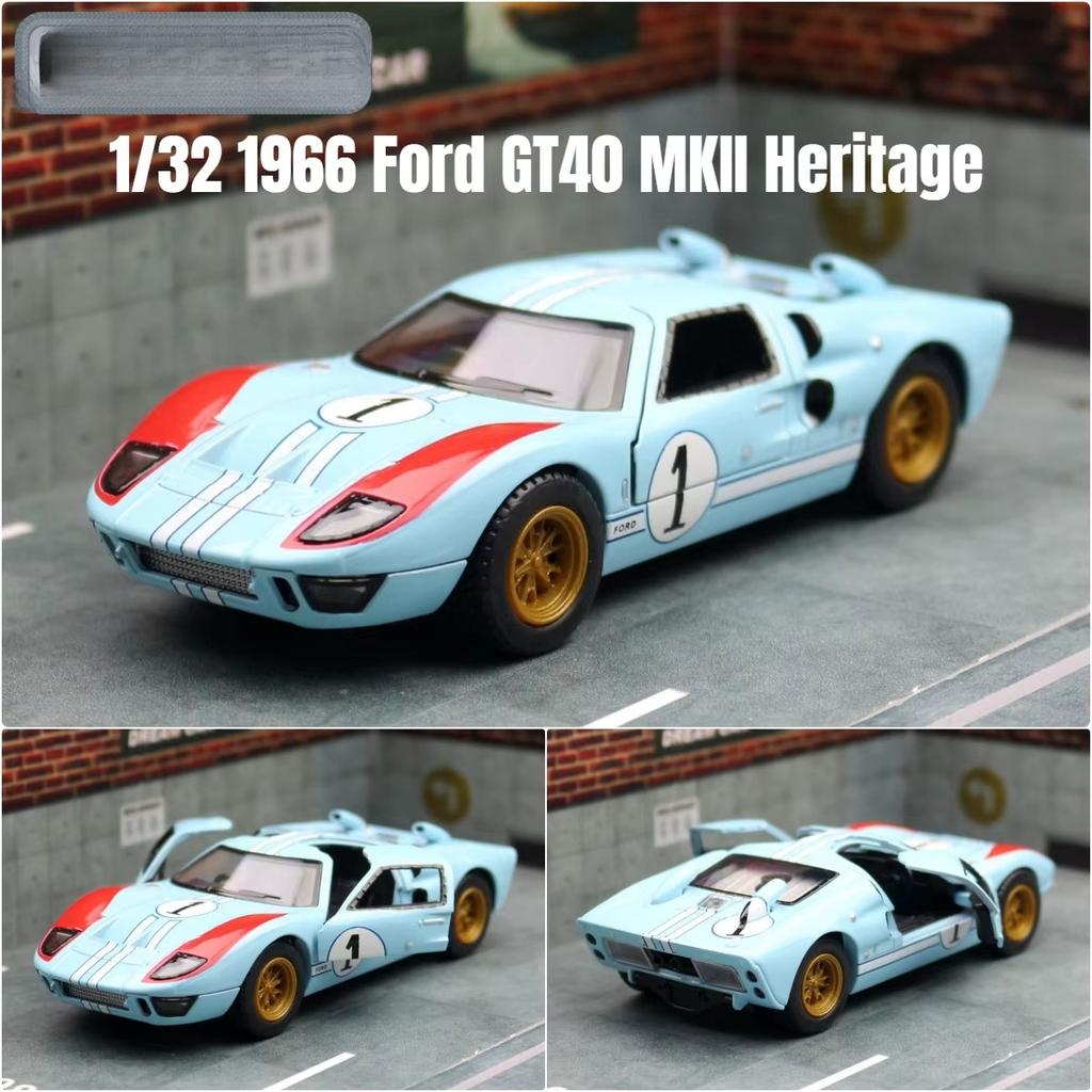 Toy Car Model 1/32 Scale 1966 Ford GT40 MKII Racing Rally Alloy Diecast Miniature Vehicle Collection Gift for Children Boy