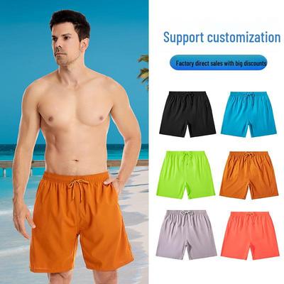 Men's Solid Color Beach Surf Shorts - Casual Large Size Sports Shorts