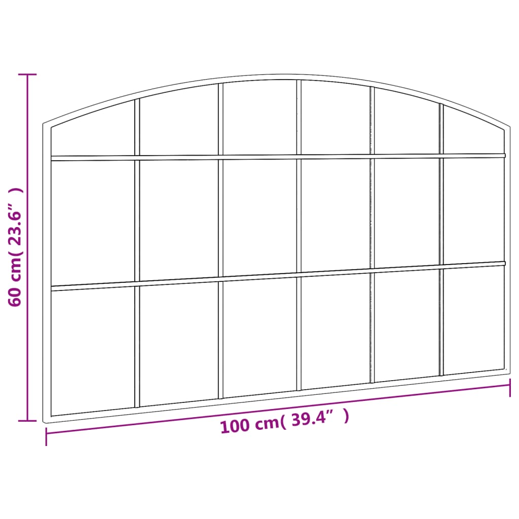 Vidaxl Wall Mirror, Black, 100X60 Cm, Arched, Iron