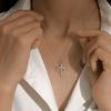 Necklace Female, Creative Personality Titanium Steel Cross Necklace Temperament Hollow Colored Zircon, Collarbone Chain