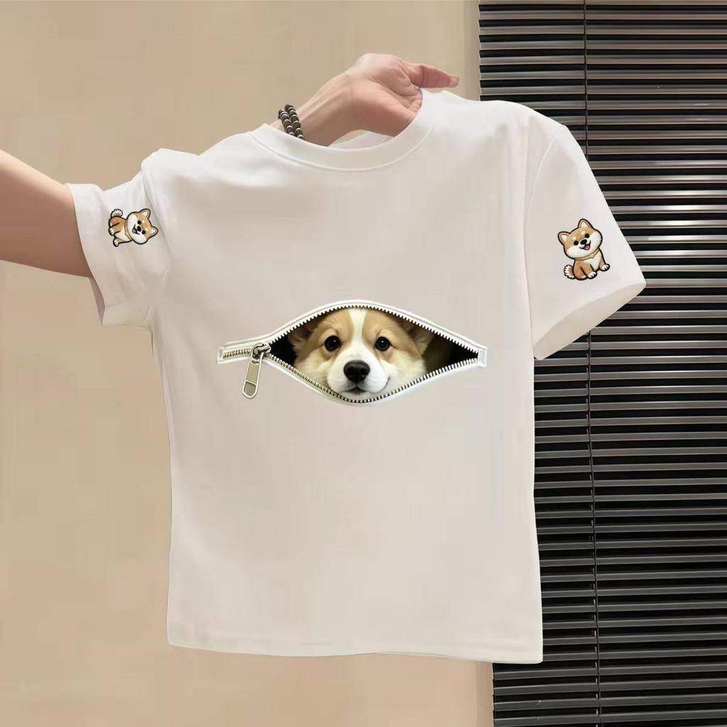 Chic Cartoon Print Cotton Summer T-Shirt for Toddlers & Boys
