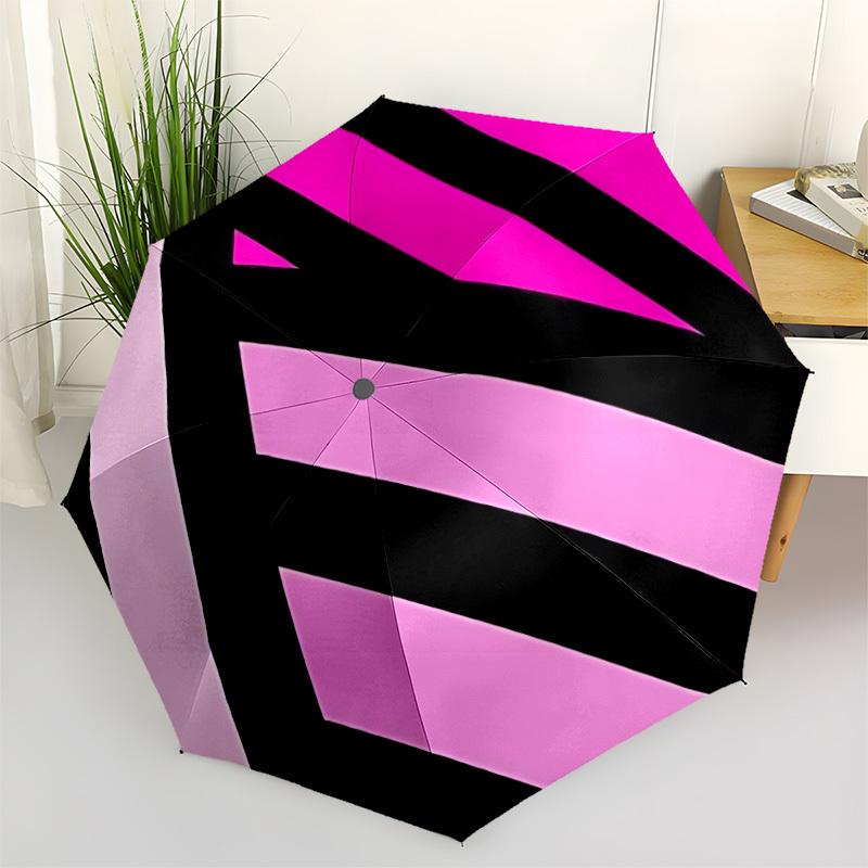 

1pc Pink Stripes Automatic Opening/Closing Umbrella with Operation & Windproof Canopy yy260311080
