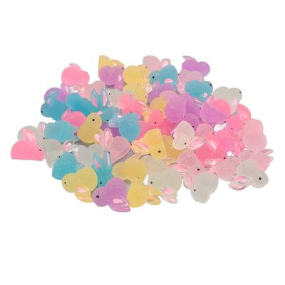 60pcs Luminous Resin Bunny Ornament Decoration Glow In Dark Resin Bunny Figure for Birthday Party