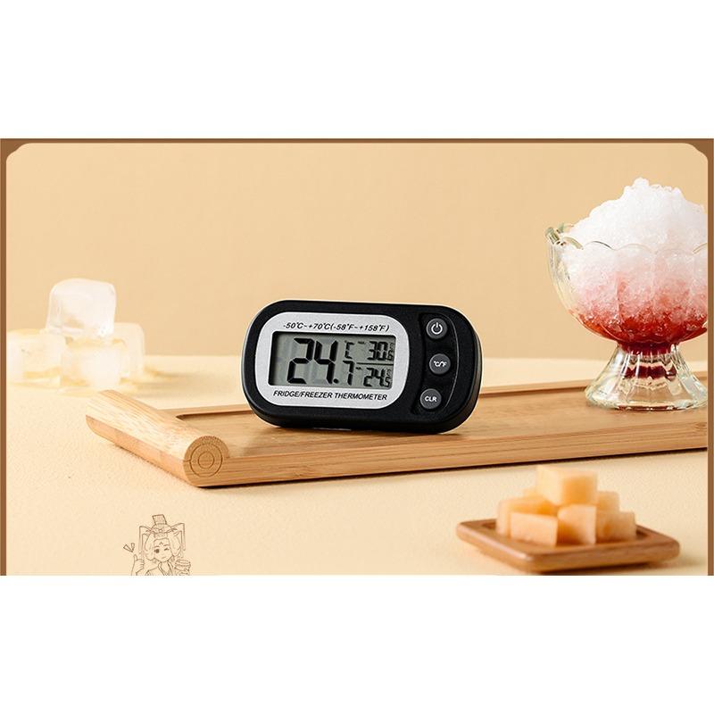 

Цифровой термометр для холодильника, термометр для холодильника и морозильной камеры, бытовой, с большим ЖК-экраном, подставкой и магнитной задней панелью, для комнаты, кухни, 1 шт. чёрный