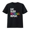 Musicals Eat Sleep Repeat T Shirt Vintage Washed Slightly Graphic Versatile Top For Everyday Wear Streetwear Designer Clothes