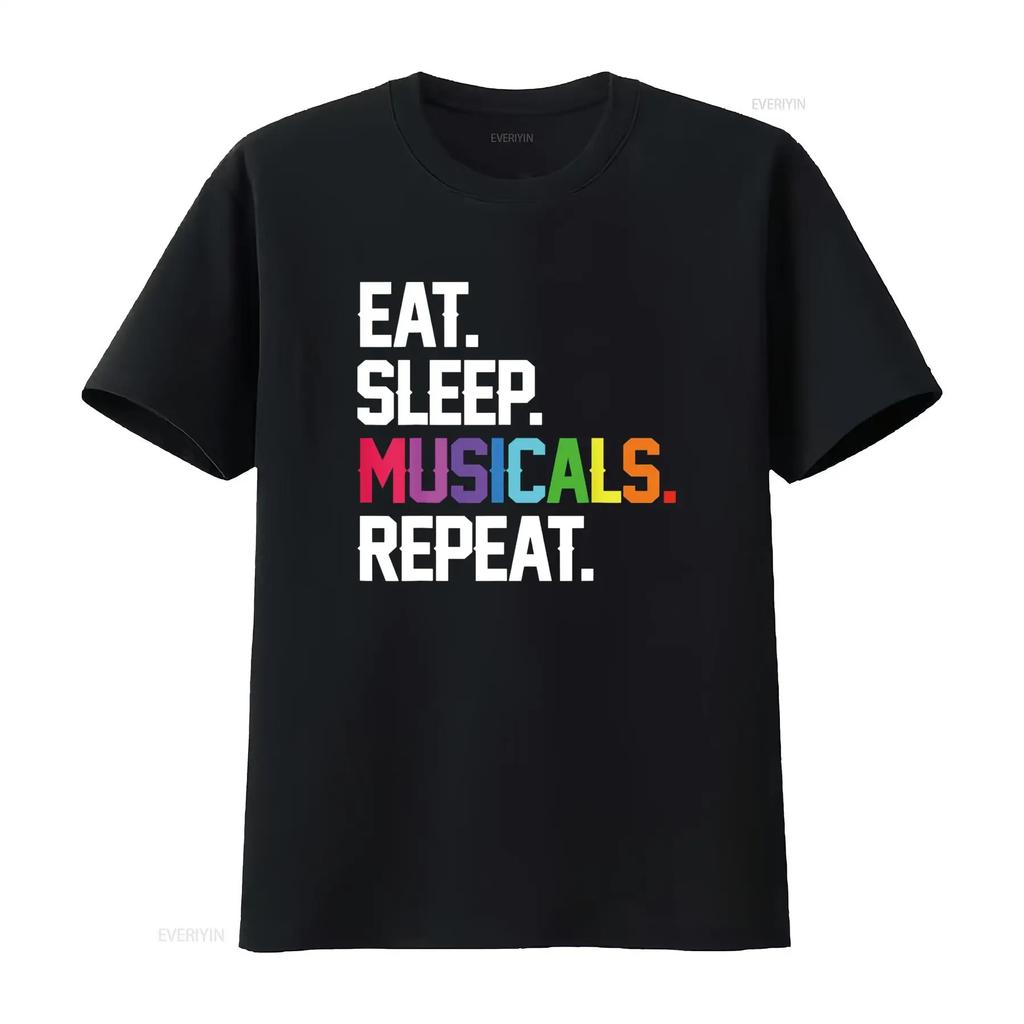 Musicals Eat Sleep Repeat T Shirt vintage Washed Slightly graphic Versatile Top For Everyday Wear streetwear designer clothes