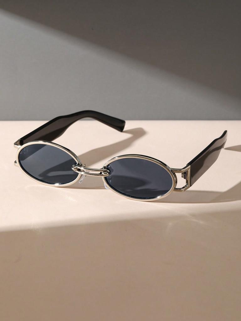 2PCS Classic Fashion Oval Rectangular Metal & Plastic Frame Women Sunglasses For Men Daily Life Shades Eyewear Accessories.