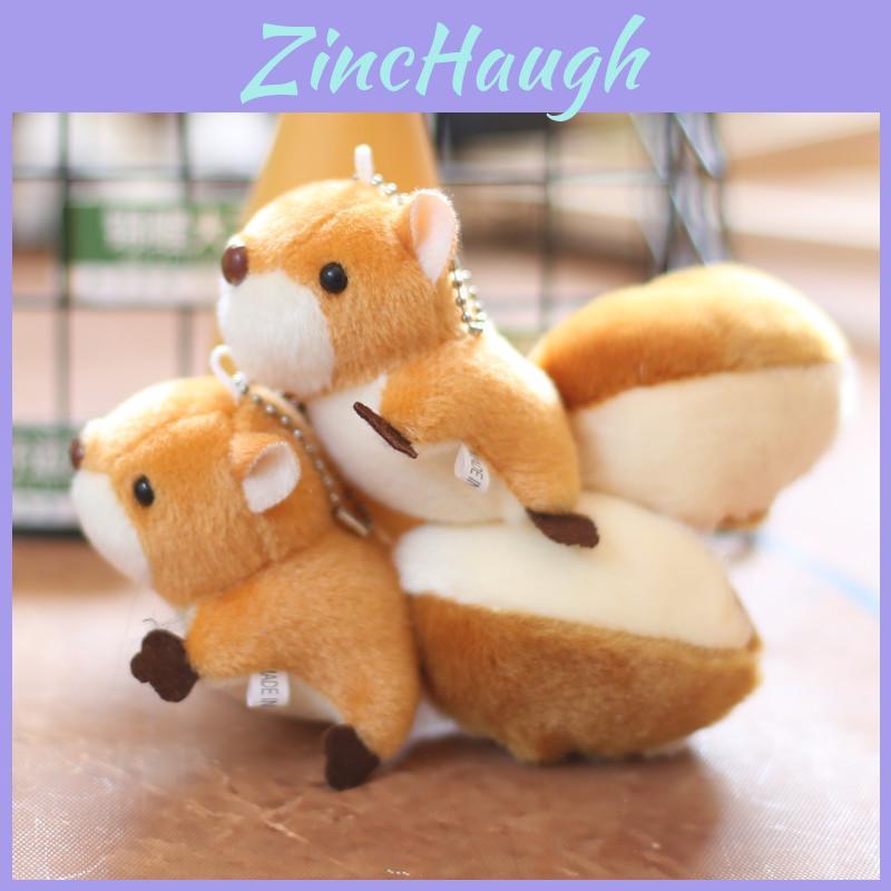 Fluffy Squirrel Plush Keychain Adorable Big Tail Stuffed Toy For Bags And Keys