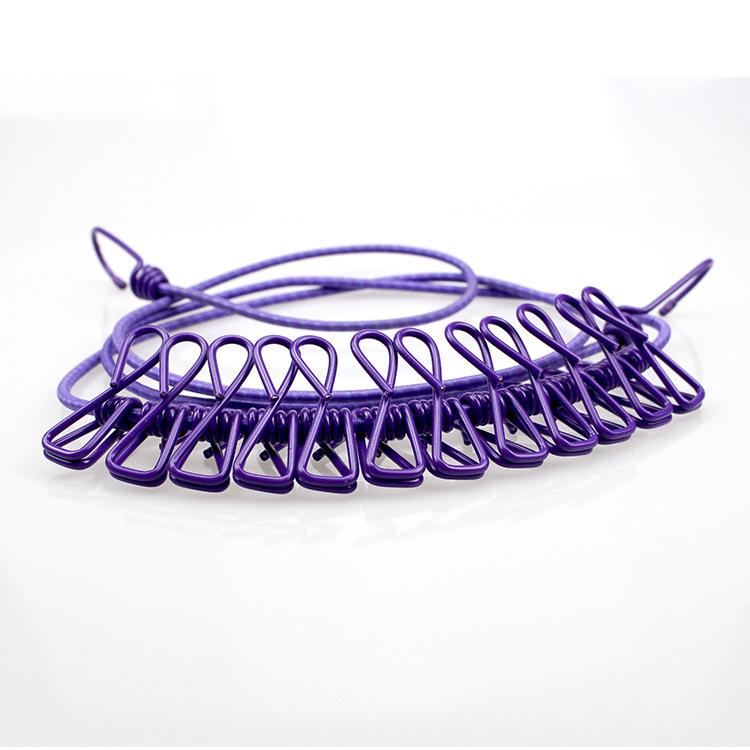 Přenosný větruodolný zatahovací sušák na prádlo s 12 protiskluzovými kolíčky