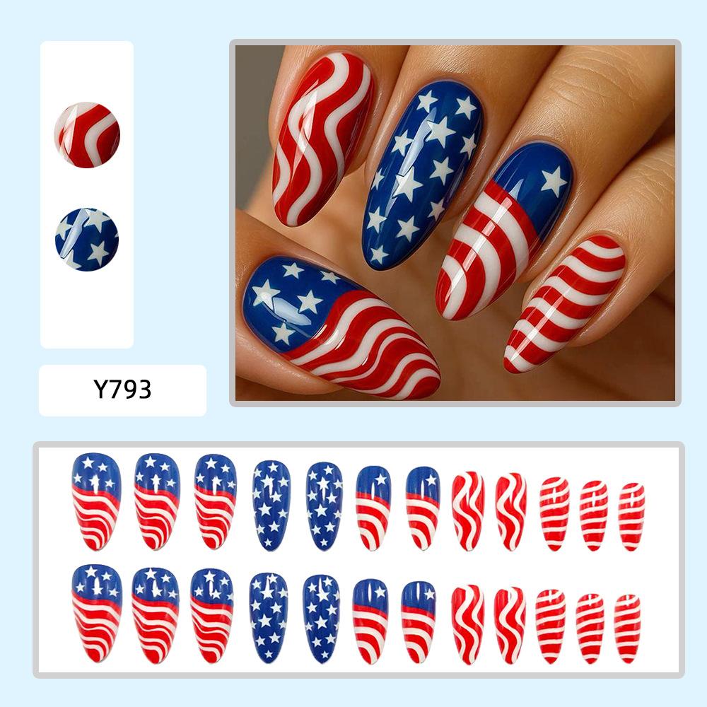 Red Independence Day Nail Art Nails For Women Fake Nails Independence Day Manicure Wearable Nails