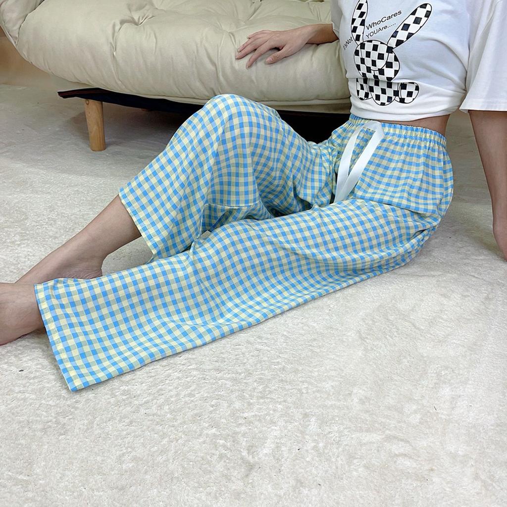 Summer Thin Cotton Rayon Ultra-Light Puff Wide Leg Ankle Pants for Women  Home Pants Plus Size Artificial Cotton Pants