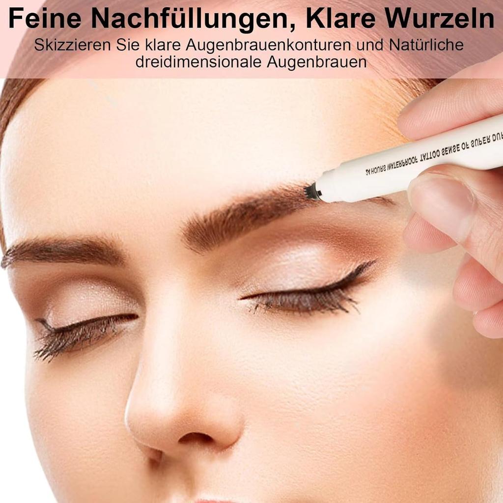 Batch of 4 waterproof 3D eyebrow pencils with 4 fork tips, Microblading Eyebrow Pencil with 4 tips Micro head, long-lasting natural makeup