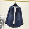 Women's Fleece-Lined Denim Shirt Autumn Winter Loose Casual Thickened Denim Shirt