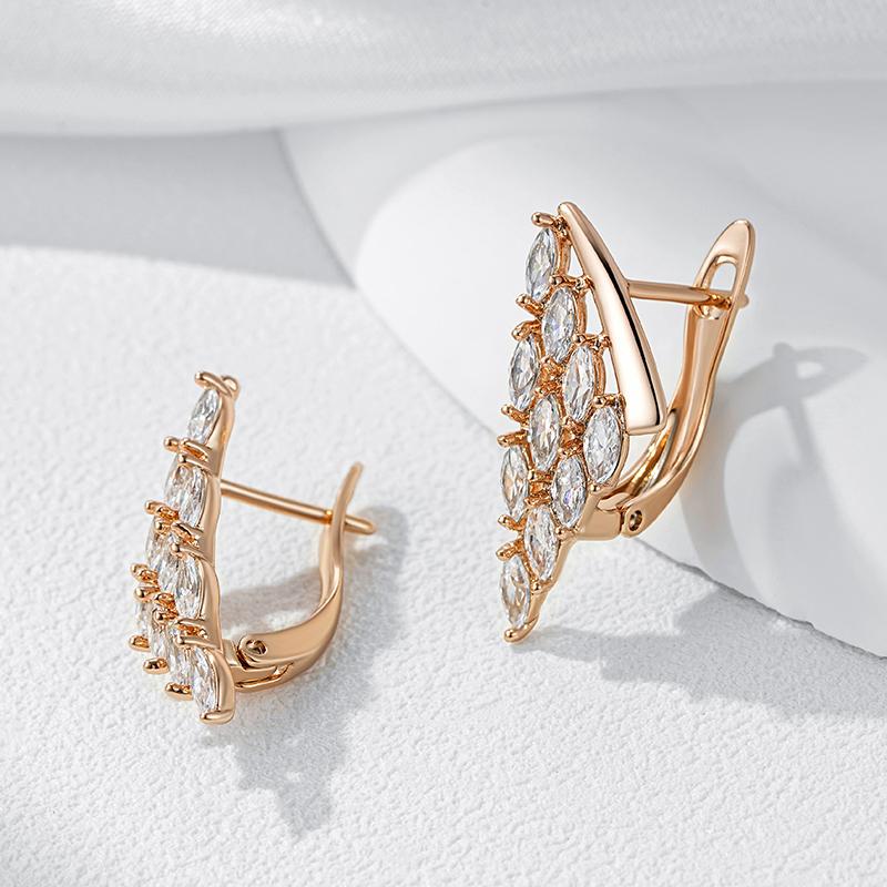 Kienl Full Shiny Natural Zircon Drop Earring For Women  Rose Gold Color Unique Crystal Wing Daily Vintage Jewelry Best Gift