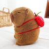 Peluche Capibara da 20 cm Peluche Animali Ripieni Capibara con Cappello alla Fragola Zaino Tartaruga Bambola Morbida Kapibala Regalo di Natale