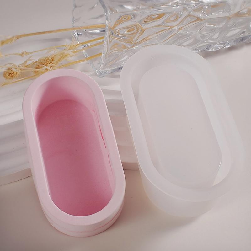 Oval Shape Silicone Mold Flower Planter Mold Flower Resin Mould Craft Art Home Decoration Bead Storage Box Mold