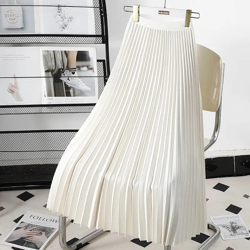 Women's Elegant Pleated Skirt,New Drape A-Line Midi Skirt,Large Flowy Swing