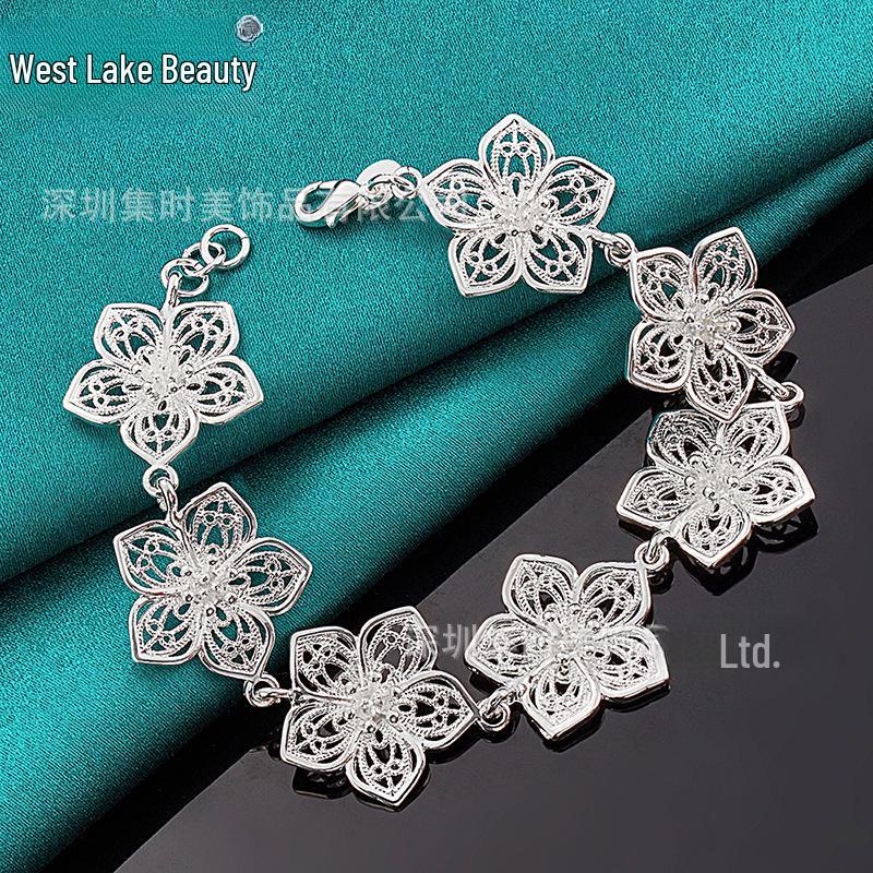 West Lake Beauty Sakura Silver Bracelet