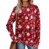 Women's Printed Lightweight Brushed-Cotton Round Neck Top